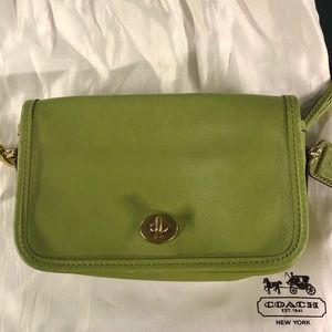 Coach Classic Leather Shoulder Bag in Lime/Brass